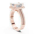 thumbnail image 2 of Zuwelria Moissanite Promise Rings | 2.57 Ct Emerald Shape Moissanite Engagement Ring for Women | Beautiful Halo with Accents Rings | 18K Rose Gold Plated Silver Size 5, 2 of 8