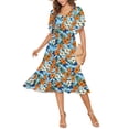 thumbnail image 1 of Vestido de verano AUSELILY con cuello en V, manga corta, cintura imperial, 1 of 6