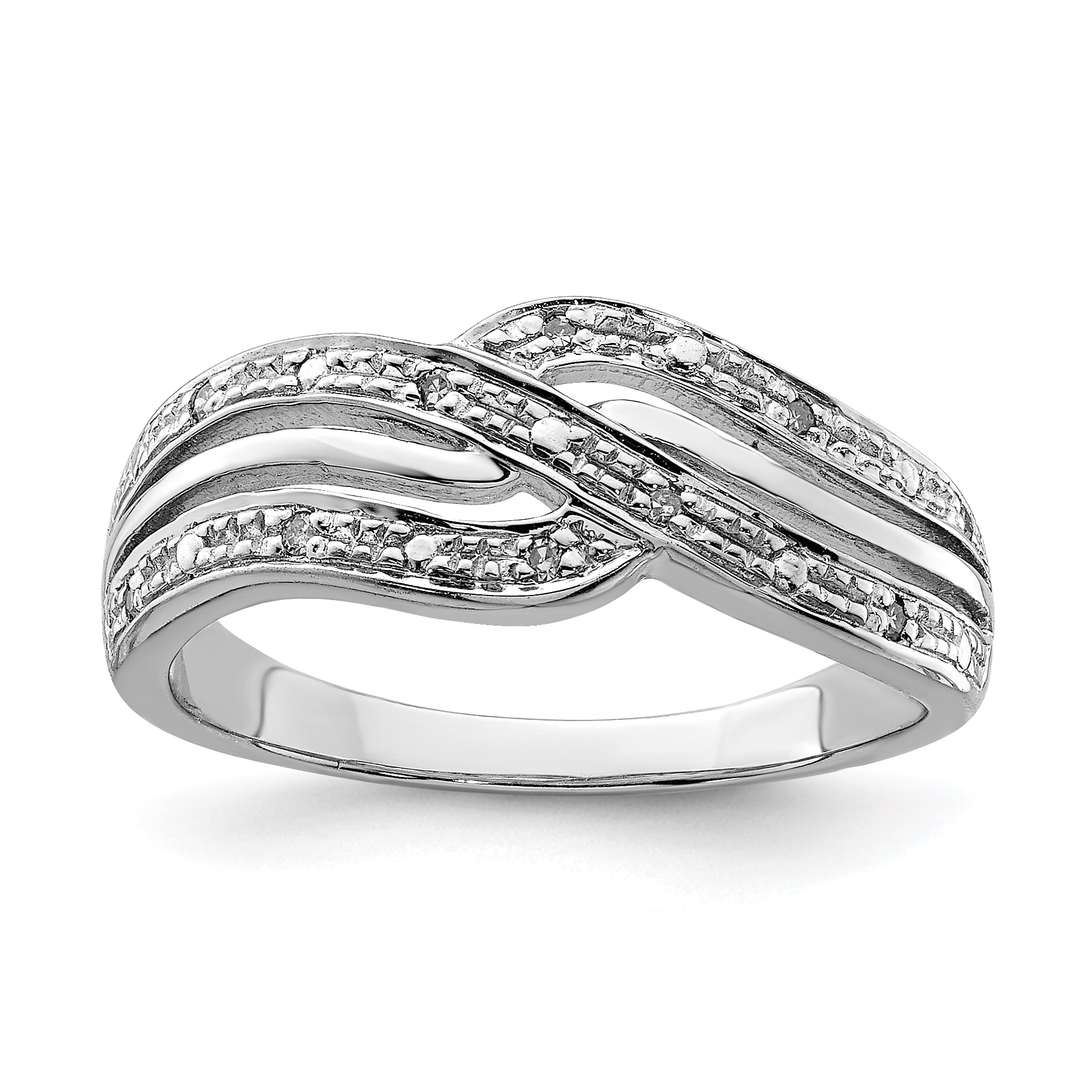 925 Sterling Silver Diamond Band Ring Size 8.00 - Walmart.com