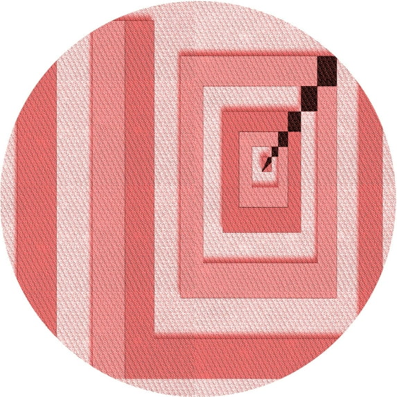 Ahgly Company Indoor Round Patterned Baby Pink Area Rugs, 7' Round