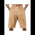 thumbnail image 3 of Pantalones Cortos Cargo para Hombre, Modernos, con Cordón Ajustable, Cintura Elástica, Informales, con Múltiples Bolsillos, para Entrenamiento, Deportes Al Aire Libre. Caqui XL, 3 of 9