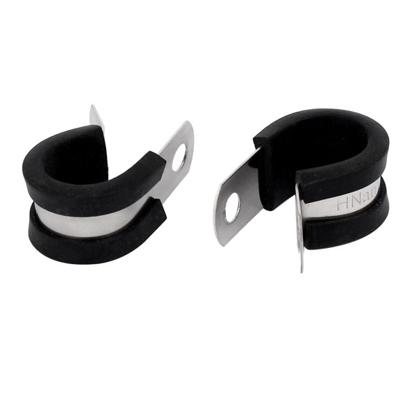 Unique Bargains 16mm Dia EPDM Rubber Lined P Clips Cable Hose Pipe Clamps Holder 2pcs