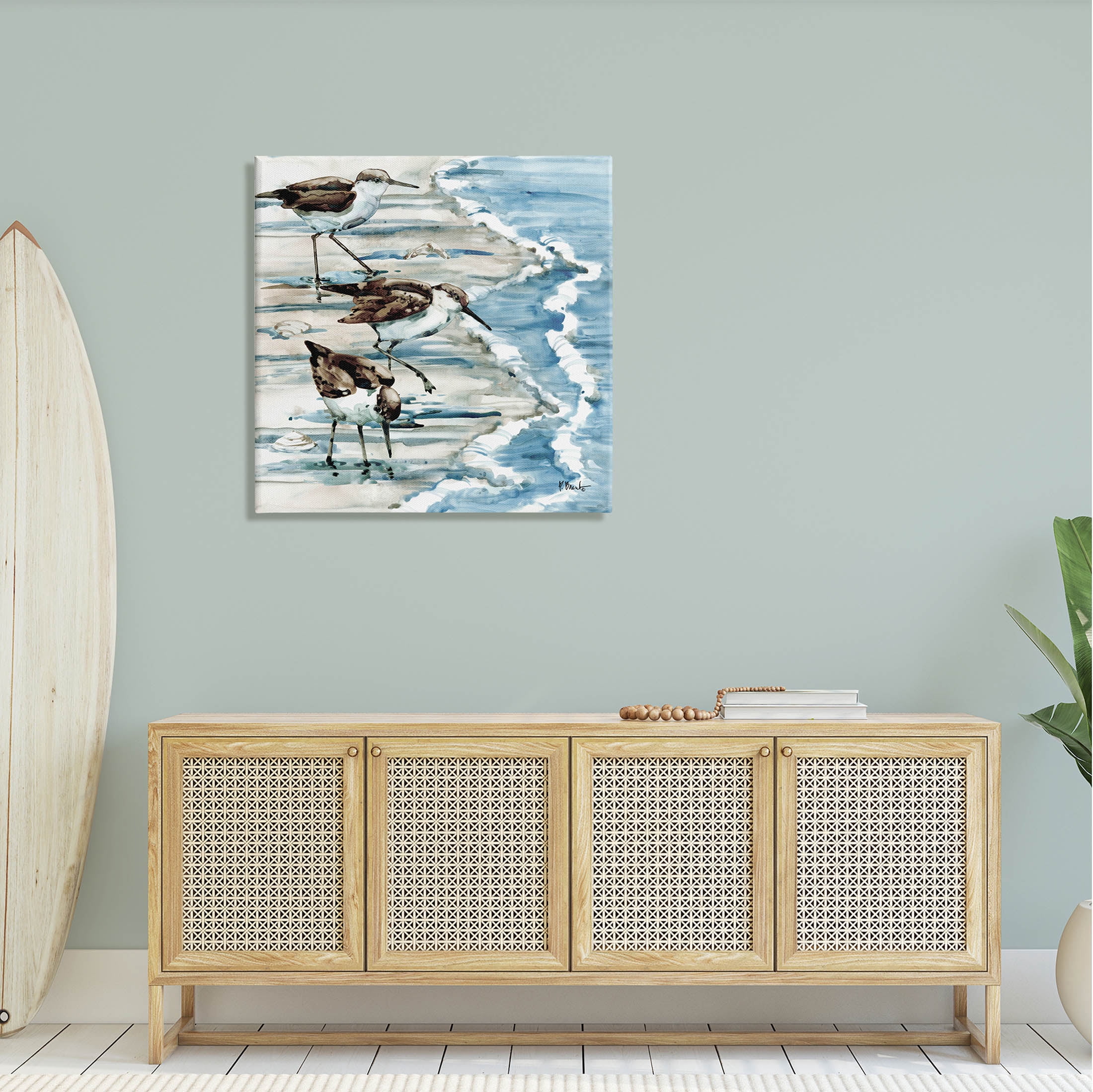 Stupell Industries Rockhampton Sandpipers Beach Ripples Painting Gallery Wrapped Canvas Print Wall Art, Design by Paul Brent