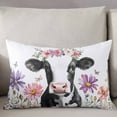 thumbnail image 3 of Flowers Cow Throw Pillow Cover 20 x 26 Inch Decorative Pillow Cover Spring Botanical Floral Plants Butterfly Lumbar Pillowcase Seasonal Rectangle Cushion Case for Couch Sofa Bed Living Room, 3 of 7