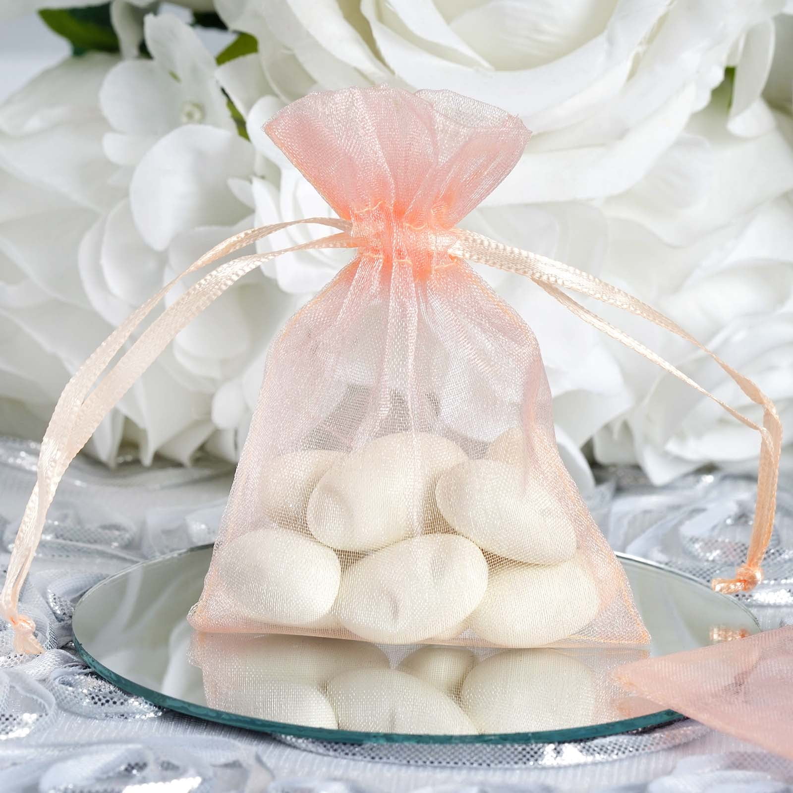 Efavormart 50PCS BLUSH Organza Gift Bag Drawstring Pouch Wedding Favors ...