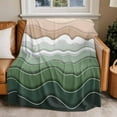 thumbnail image 4 of Sage Green Brown Throw Blankets, Abstract Beach Waves Soft Fleece Blanket Decorative for Home Sofa Couch Chair Living Bedroom, 40x50 inches,, 4 of 9