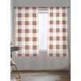 thumbnail image 5 of Sheer Curtains 72 inches Long, Brown Plaid Brown Gradient Line Check Geometric Light Filtering Sheer Window Curtains Rod Pocket Voile Drapes for Bedroom Living Room, 52"W x 72"L 2 Panels, 5 of 7