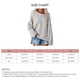 thumbnail image 5 of Suéter de punto con cuello redondo para mujer, manga larga, suelto, con hombros caídos, tops con borde blanco para otoño invierno, caqui M, 5 of 5