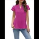 thumbnail image 1 of Blusas Elegantes Informales de Vestir para Mujer, Blusas de Corta con Volantes y Cuello en V, Blusas de Trabajo de Negocios Elegantes Rosa Roja L, 1 of 8