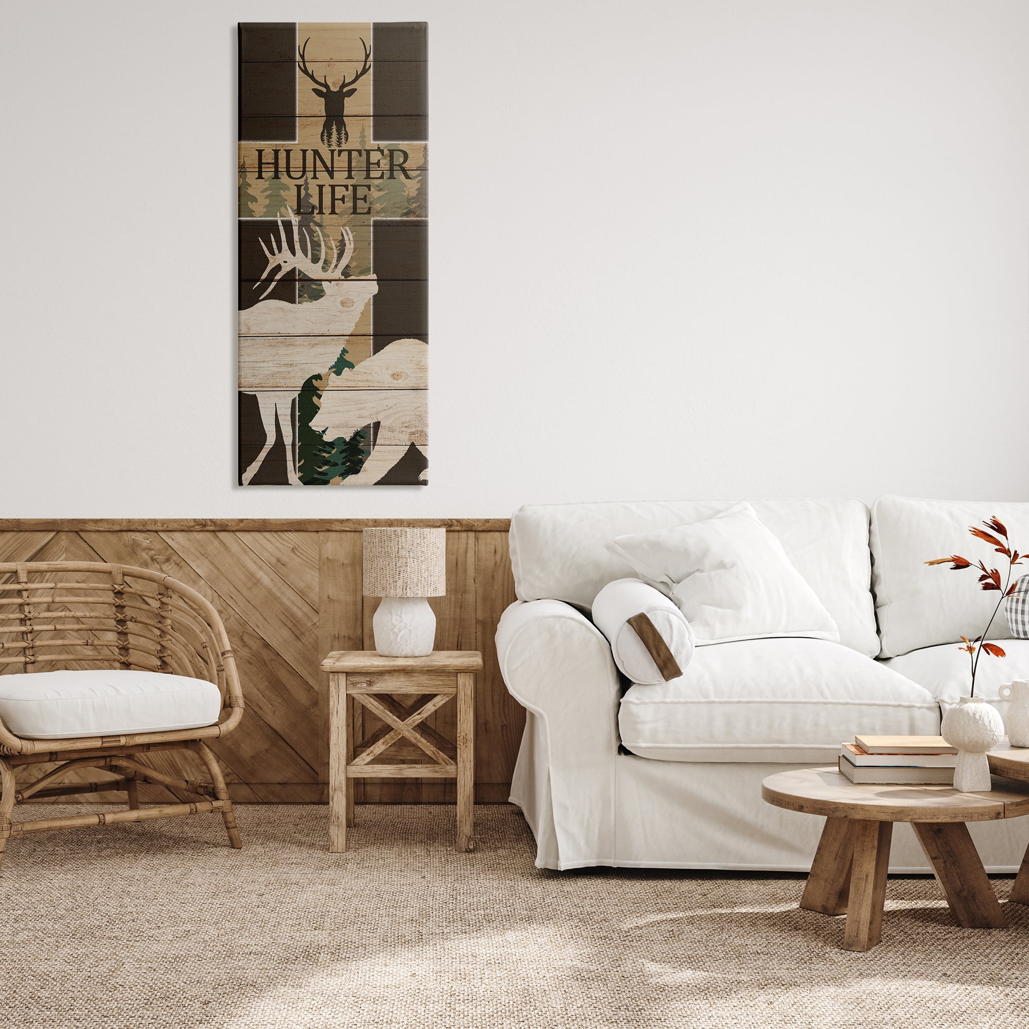 Stupell Indtries Hunter Life Sign Rtic Forest Cross Elk Bear,20 x 48,Design by Kim Allen