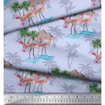 thumbnail image 3 of Soimoi Blue Silk Fabric Palm Tree, & Flamingo Bird Print Fabric by Yard 42 Inch Wide, 3 of 3