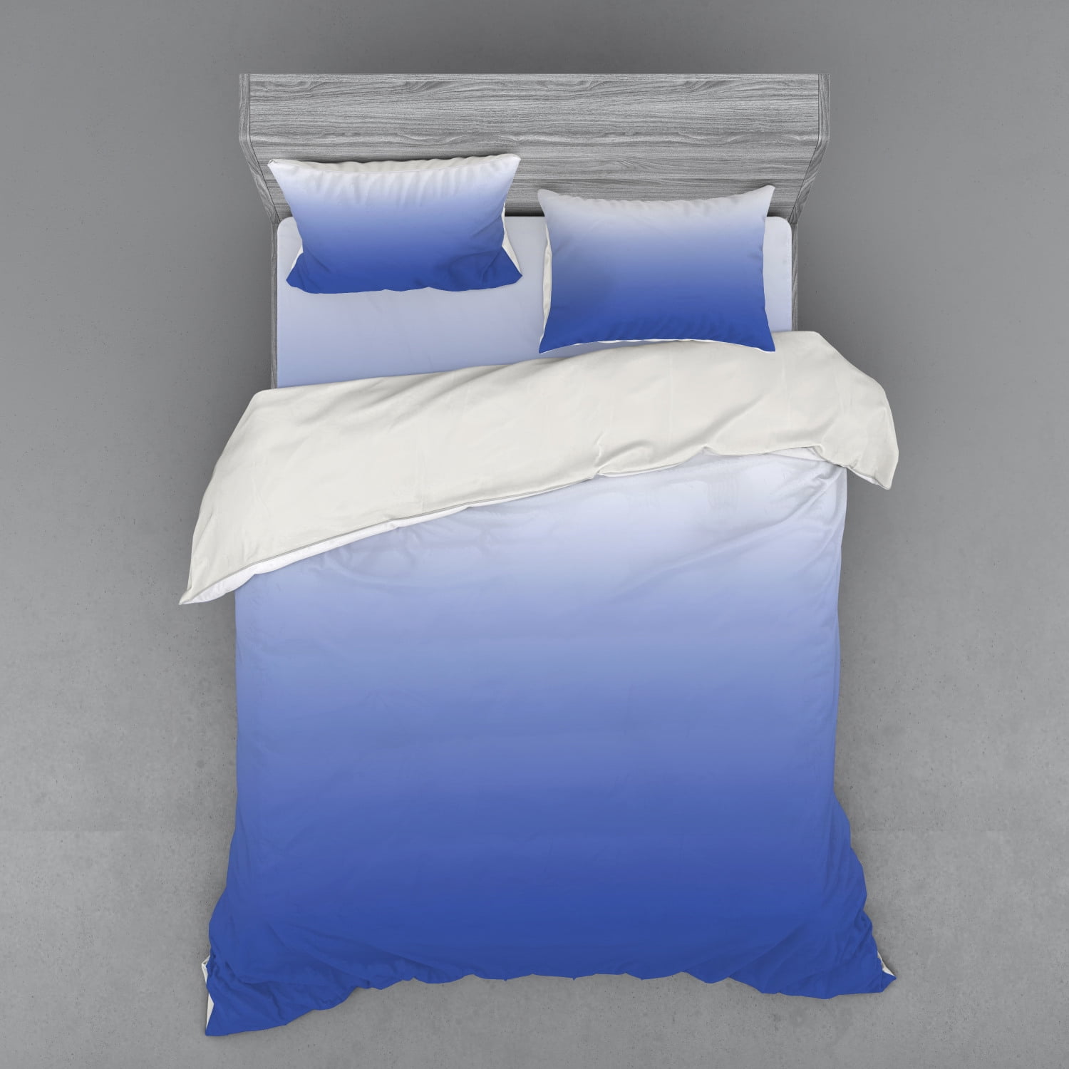 Ombre Duvet Cover Set, Deep Mysterious Ocean Sea Inspired Vivid Blue