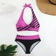 thumbnail image 4 of Trajes de baño Amzcrzy Tankini para mujer, trajes de baño, traje de baño con control de abdomen, traje de baño con falda dividida y estampado grande, traje de baño dividido, rosa fuerte, 3XL, 4 of 6