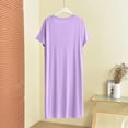thumbnail image 5 of OVAFBAU Womens Nightgown Sleepshirt Pajama Dress Casual Cotton Crew Neck Short Sleeve Slit Loose Loungewear Dress Sleepwear, 5 of 6