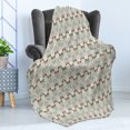 thumbnail image 4 of Owls Soft Flannel Fleece Throw Blanket, Pattern with Native an Geometric Ornaments Horizontal Zigzag Lines, Cozy Plush for Indoor and Outdoor Use, 50" x 60", Tan Turquoise Pale Pink, by Ambesonne, 4 of 5