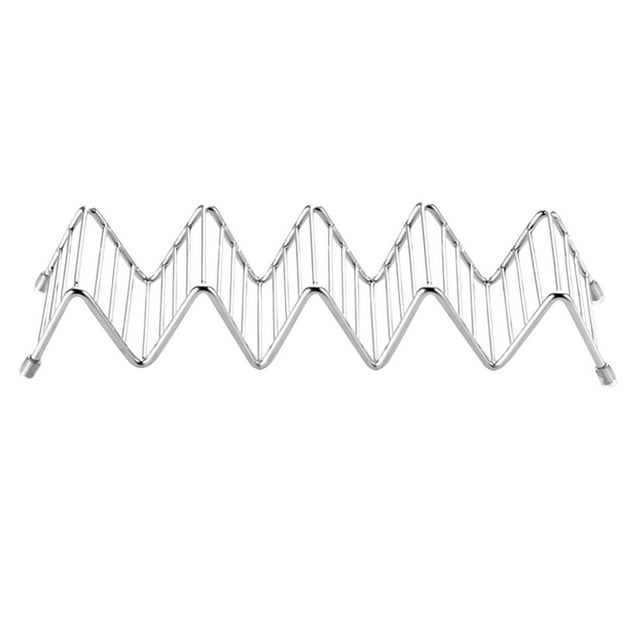 XYAIYT Stainless Steel Taco Holder Rack Set of 2 Long Lasting Taco Stand Tray Holds 4-5 Tacos Oven Safe Rustproof with Protective Tips for Soft and Hard Easy to Clean