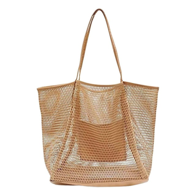Bolso de playa para hombre y mujer, sencillo, de gran capacidad, versátil y ligero. Caqui