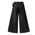 thumbnail image 3 of Pants For Women Palazzo Pants Summer Printed Cropped Linen Comfy Baggy Trousers With Pockets High Waist Flared Wide Leg Slacks Belted Trousers Womens Tie Pants Casual Casual Pants for Women Home, 3 of 4