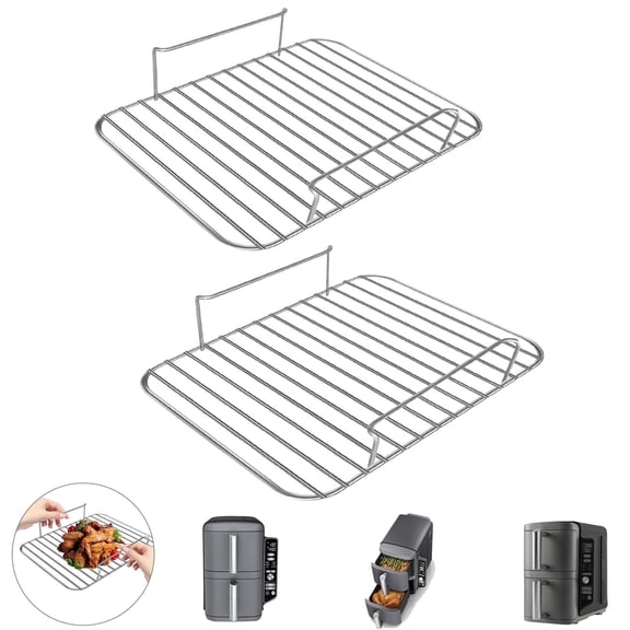 GCQ Air Fryer Replacement Parts for Ninja SL401 SL451 DoubleStack XL 2 Basket Air Fryer, 8.5''×7.2'' Air Fryer Wire Rack Accessories Grill Racks