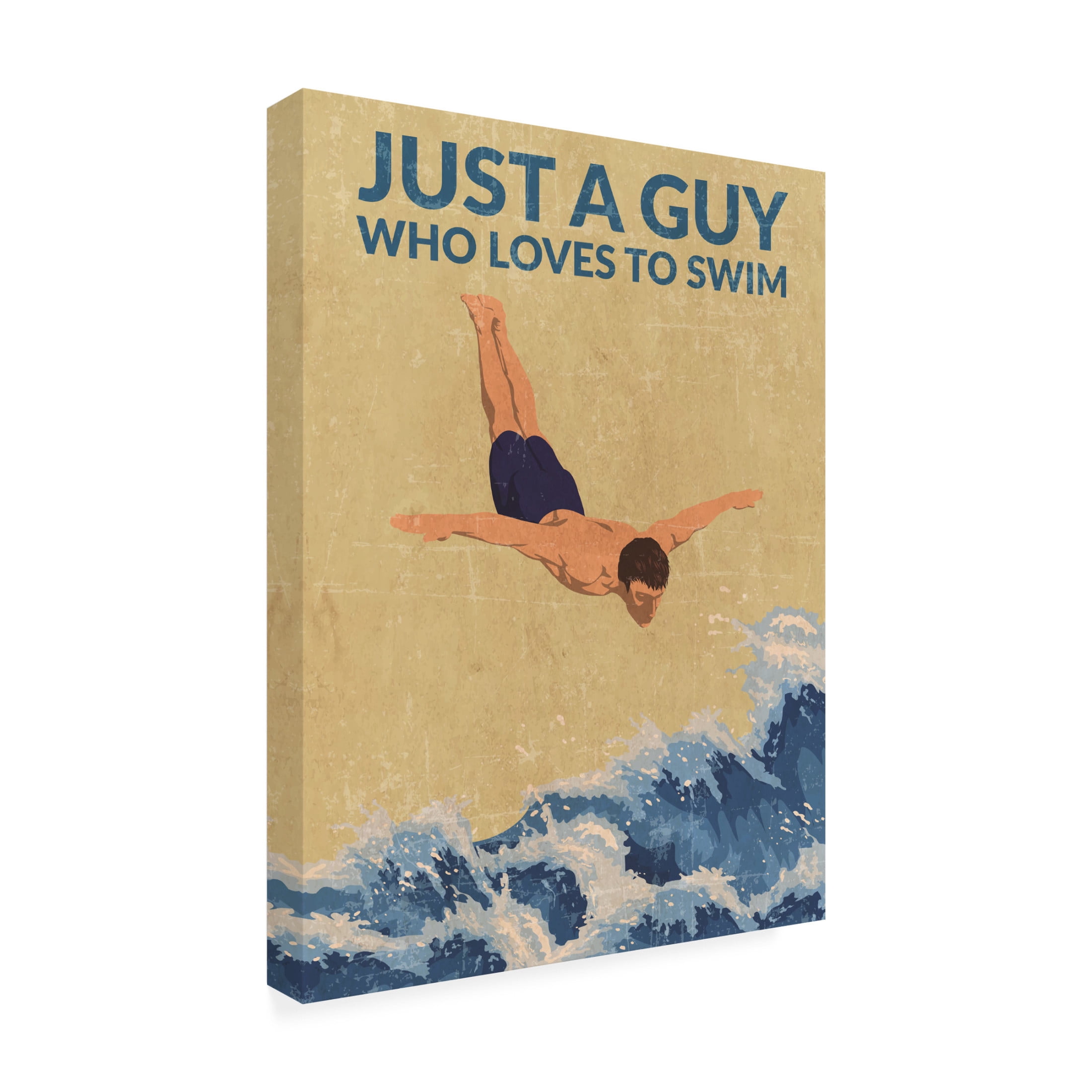 Trademark Fine Art Jon Downer Just a Guy Who Loves To Swim blue Canvas Wall Art