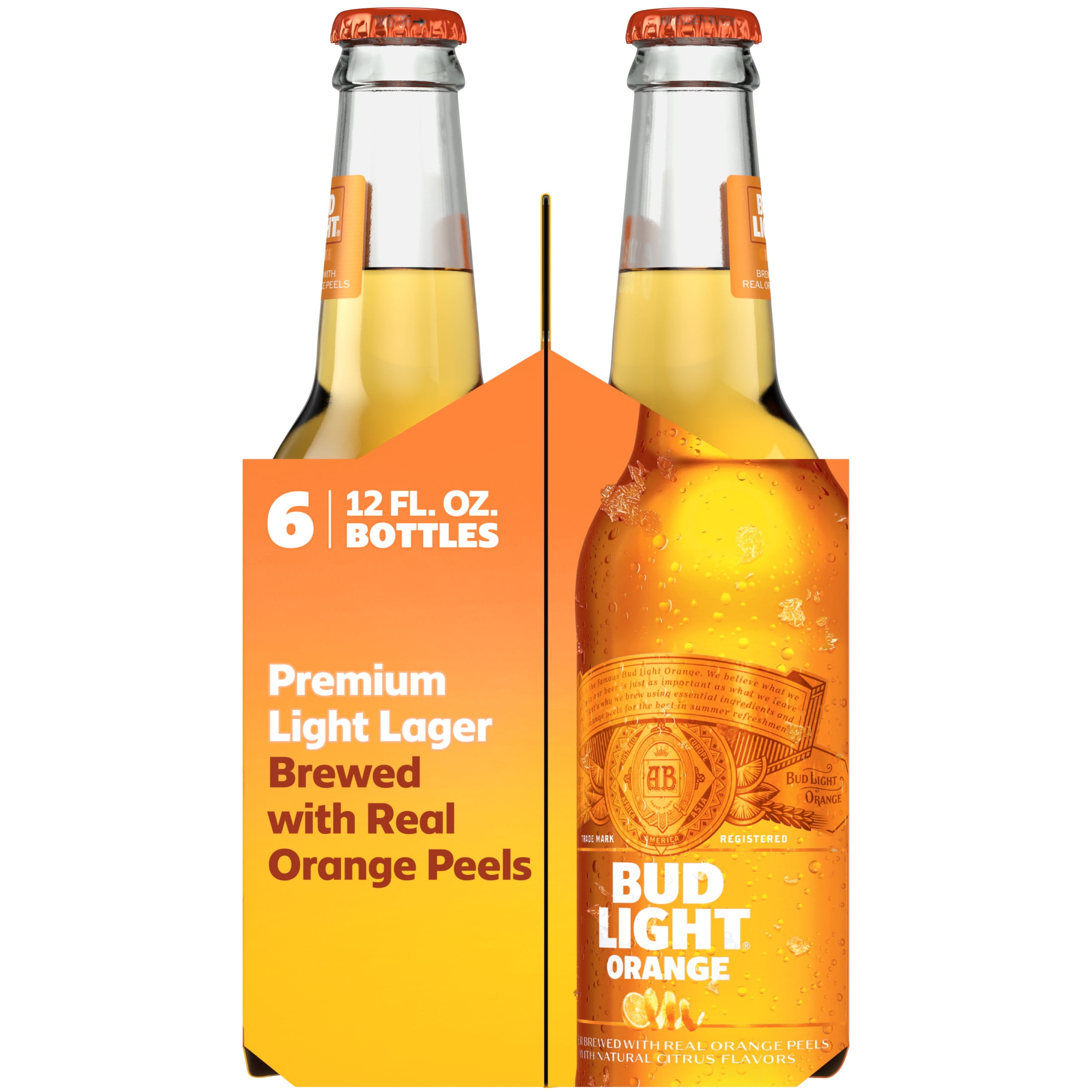 Bud Light Orange American Lager Beer 6 Pack 12 fl oz Glass Bottles 4.2% ABV
