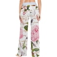 thumbnail image 4 of Women's Feather Flower Pajama Pants, Casual Pajama Bottoms Drawstring Lounge Pants Wide Leg, 4 of 7