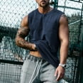 thumbnail image 3 of ZyeKqe Mens Tank Tops Casual Summer Sleeveless Beach Tops Crew Neck Buttons Loose Comfy Blouses, 3 of 5