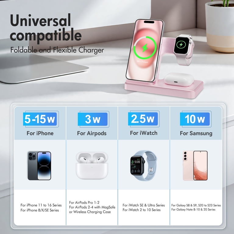 Supporto caricatore magnetico wireless tre in uno, stazione di ricarica rapida MagSafe da 15W per iPhone/12, Apple Watch/AirPods Pro/3 | Leroy Merlin Supporto caricatore magnetico wireless tre in uno, stazione di ricarica rapida MagSafe da 15W per iPhone/12, Apple Watch/AirPods Pro/3 | Leroy Merlin