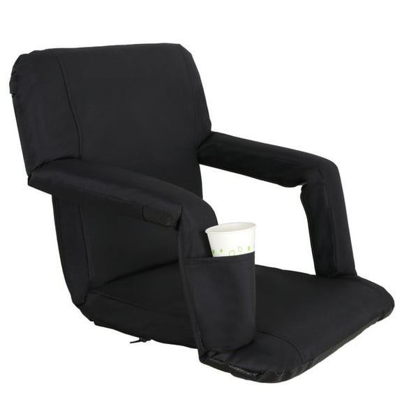 SONGMY Bleacher Seat Reclining Stadium Seat Chair, Black with Back Cushion 5 Reclining Position, Portable Stadium Chair