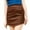 Brown, variant on Women Fashion Pleated Skirt High Waist Leather Skirt Short Elegant Solid Color Skirt Cute