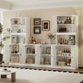 thumbnail image 4 of RichYa 4Pcs Kitchen Pantry Storage Cabinet Set,Modular Furniture Cabinets with Display Glass Doors,Hutch Buffet Cabinet with Shelves & Countertop for Dining Room,White, 4 of 10