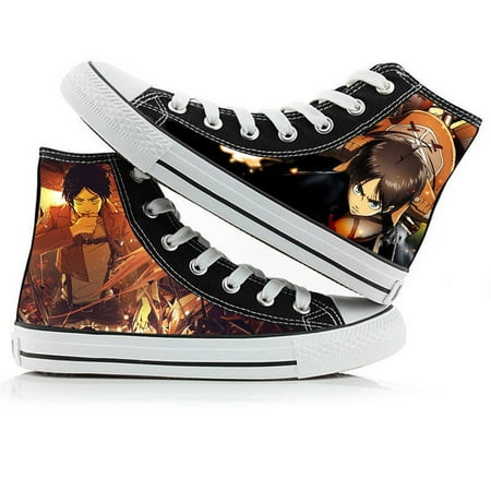 

Anime Canvas Shoes High Top Skateboard Shoes Attack on Titan Sneakers for Boys Teens Men Lace Up Casual Eren Jager/Mikasa Ackerman Pattern Canvas Shoes
