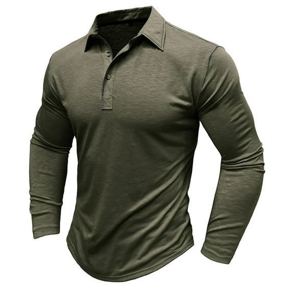 WREESH Mens Workout Shirts Henley Shirts Fitness Jogger Undershirt Solid Color Long Sleeve Shirts Slim Fit Button Pullover Olive Green