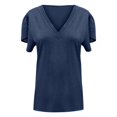 thumbnail image 4 of ZOHIUM Woman Shirts Tops for Women Women's Short Sleeved Casual V Neck Solid Color Bubble Sleeve Loose T Shirt Top Women's Summer Tops Casual Tops for Women Trendy (Gray,XL), 4 of 4