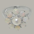 thumbnail image 5 of LBG British Made Solid 18k White Gold Cultured Pearl & Opal Womens Anniversary Ring - 33 size options - Size 10.25, 5 of 6