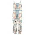 thumbnail image 4 of ITSAME Toddler Girls Jumpsuit, Spaghetti Strap Loose Lightweight Easter Bunny Print Kids Casual Romper Blue 3T, 4 of 7