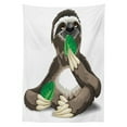 thumbnail image 3 of Ambesonne Sloth Tablecloth Rectangular Table Cover, Sluggish Idle Character, 60"x90", Umber Ivory Green, 3 of 4
