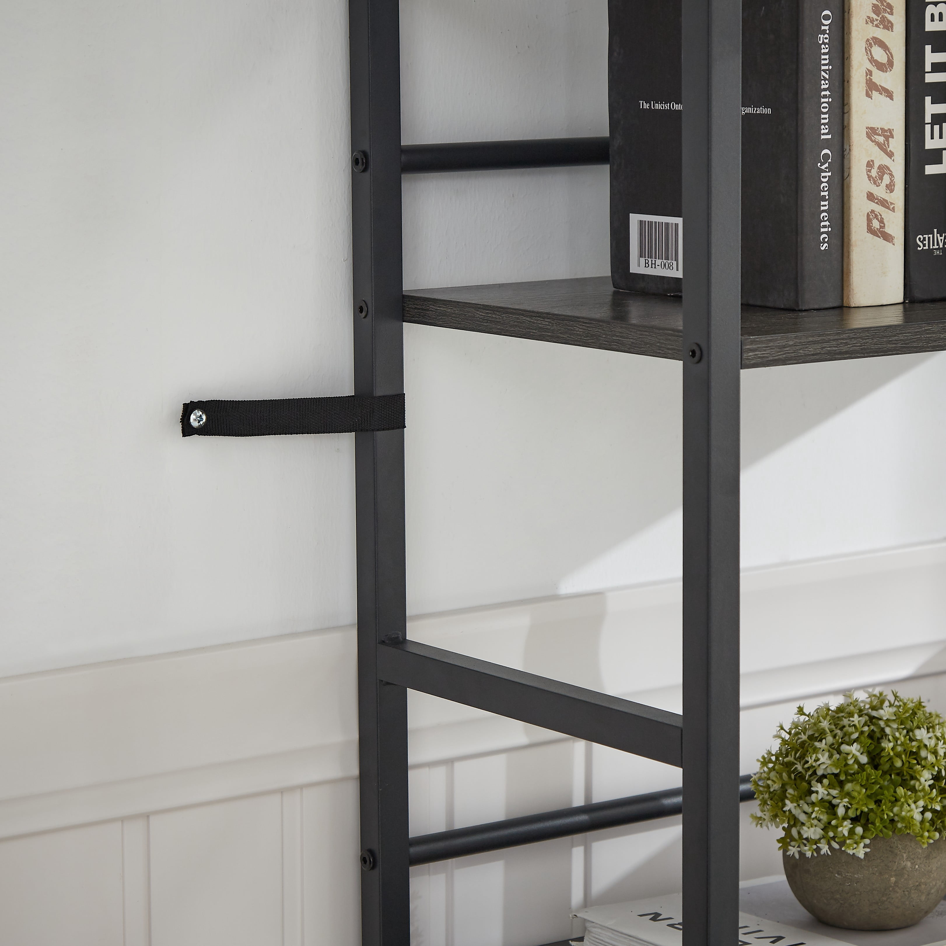 Triple Wide 5-Shelf Industrial Bookcase,Vintage Wood Style Large