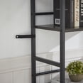 thumbnail image 7 of Triple Wide 5-Shelf Industrial Bookcase,Vintage Wood Style Large Open Bookshelves for Home Office,Dark Grey, 7 of 7