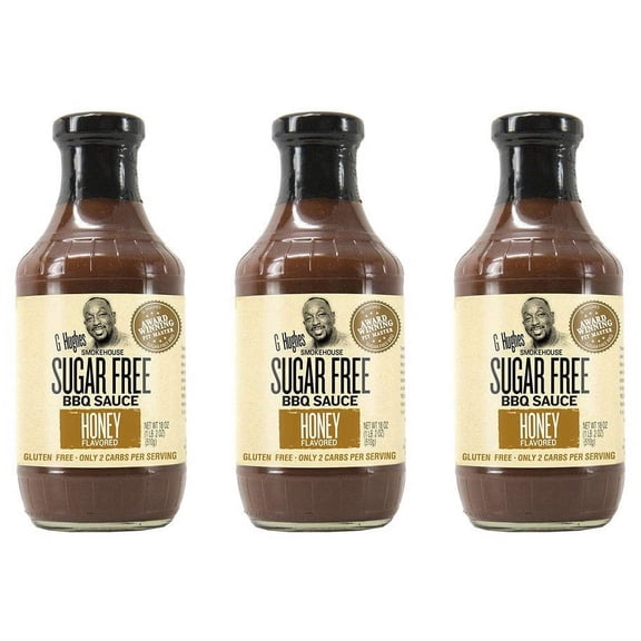 G Hughes' Smokehouse Sugar-Free BBQ Sauce - Honey Flavored Size: 3 Bottles