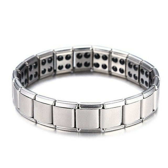 Pulsera de terapia magnética Nikou salud aleación doble fila moda reducir tensión Plata