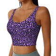 thumbnail image 2 of Fotbe Purple Leopard Sujetador Deportivo Largo sin Aros para Mujer con Almohadillas y Soporte Medio, Transpirable y Absorbente, Camiseta Tipo Chaleco o Tank Top-Medium, 2 of 8