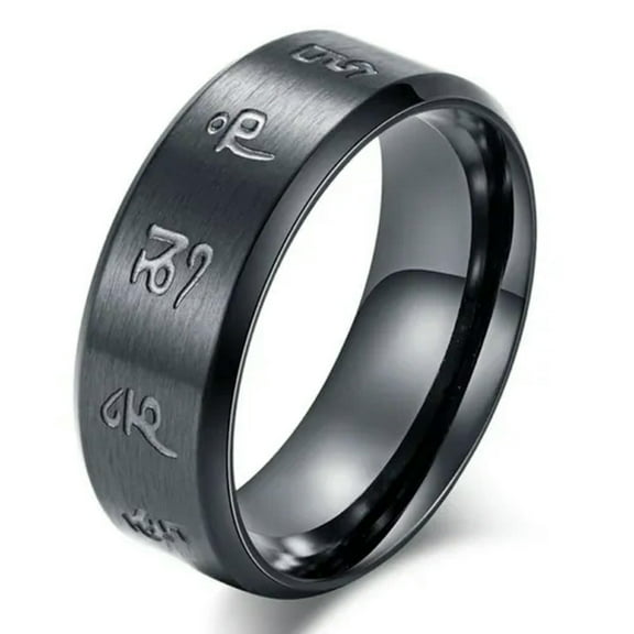 8mm Titanium Steel Black Brushed Anniversary Band Men's Religious Ring Size 7-11