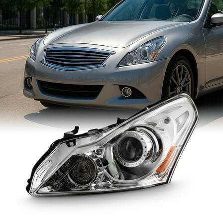 AKKON - Fits 2010-2013 G37 / 2011-2012 G25 / 2015 Q40 Sedan 4-Door [HID/Xenon Type] Projector Chrome Headlight Driver Left Side