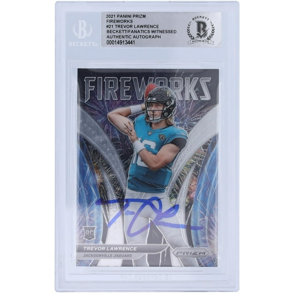 Trevor Lawrence Jacksonville Jaguars Autographed 2021 Panini Prizm Fireworks #F-21 Beckett Fanatics Witnessed Authenticated Rookie Card - Fanatics Authentic Certified