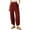 Red, variant on XIAONU Womens Pants Elastic Waist baggy Wide-Leg Pants With Pockets Solid Color pleasure baggy Minimalist Trousers