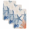 thumbnail image 2 of Teal Blue Coastal Kitchen Towels Set of 3, Starfish Coral Shell Rustic Summer Ocean Absorbent Dish Towels for Kitchen, Microfiber Hand Towel, Quick Drying Tea Towel for Cleaning Decorative Dishcloths, 2 of 7