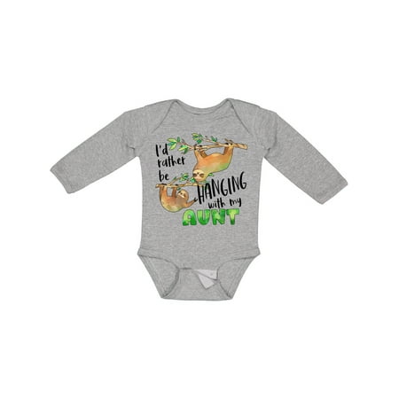

Inktastic Id Rather Be Hanging with My Aunt- Cute Sloths Gift Baby Boy or Baby Girl Long Sleeve Bodysuit