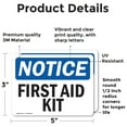 thumbnail image 2 of (2 Pack) First Aid Kit OSHA Notice Sign 5 Inch X 3.5 Inch Vinyl Label Decal Sticker Weather Resistant, UV Protected for Workplace, Business, and Construction Site, Made in the USA, 2 of 7
