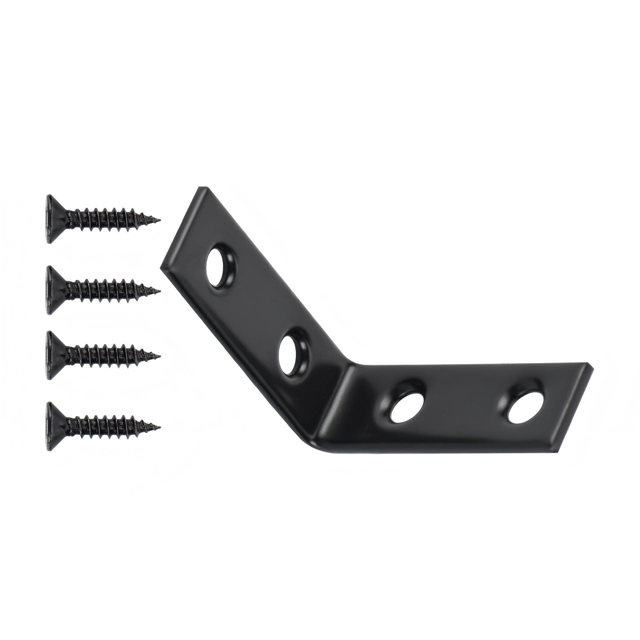 Hyper Tough 1-1/2 in. Stainless Steel Corner Brace with Screws, Black, 20 Pack